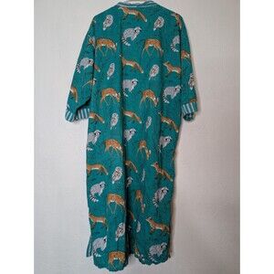Susan Wainwright Novelty Print Robe Womens Size‎ Large Green Animals Boho Cotton